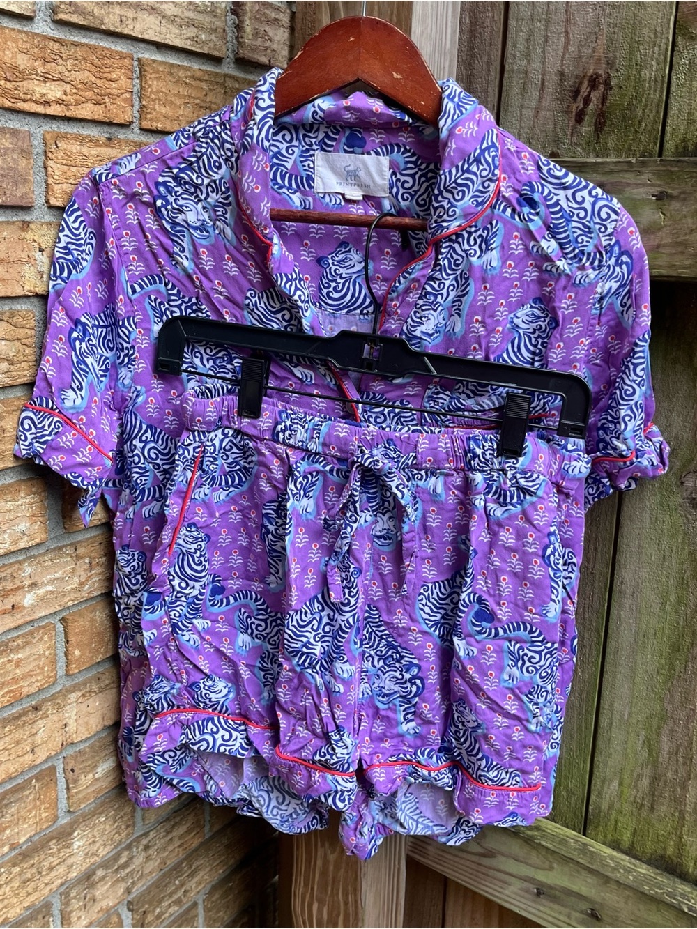 Printfresh Purple Tiger-Print Short Pajama Set